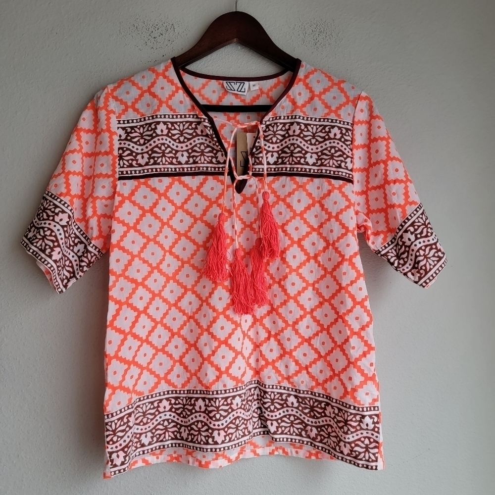 SZ Blockprints x J. Crew Leyla Cotton Top size M NWT